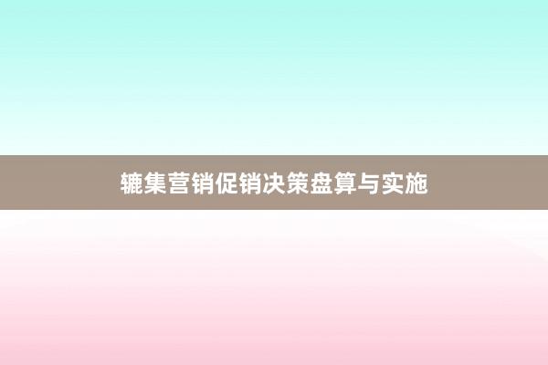 辘集营销促销决策盘算与实施
